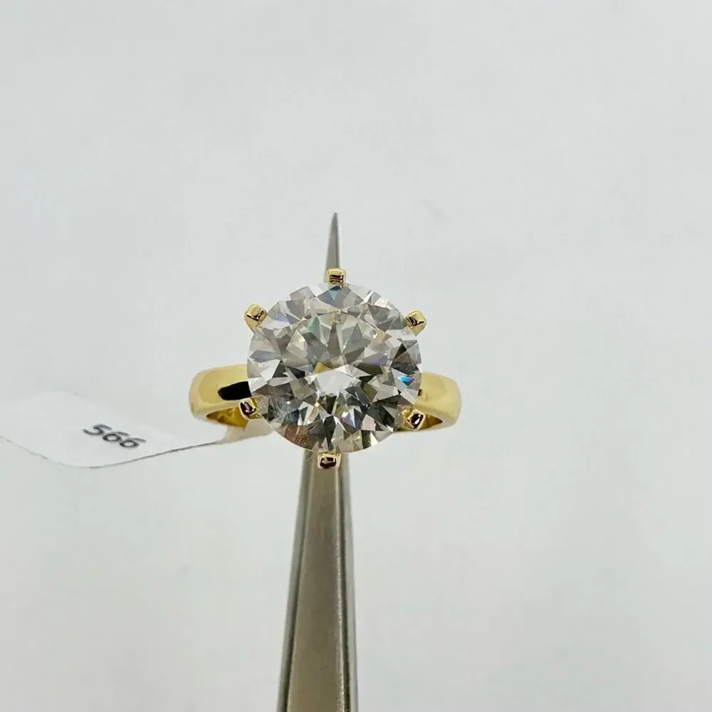 Moissanite Diamond, Yellow Gold 5 Ct Engagement Ring GRA Wedding Size 9 - Picture 8 of 10